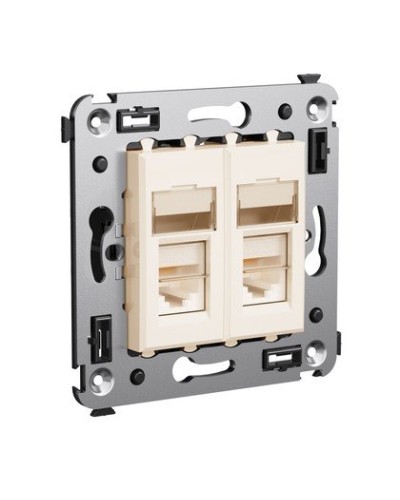 Розетка RJ-45 Avanti в стену двойная экранированная ванильная дымка (4405364). Розетка. ДКС в Череповце
