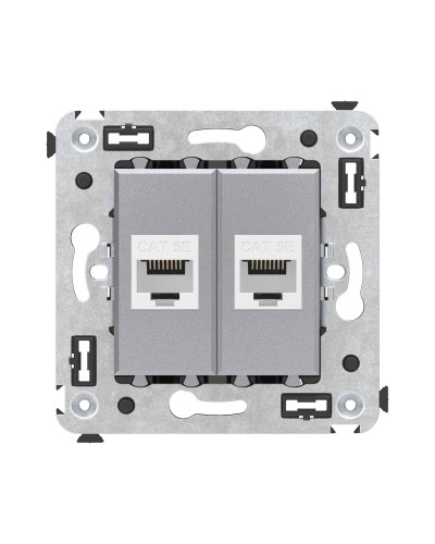 Розетка RJ-45 в стену, кат.5E, Avanti, двойная, закаленная сталь (4404664). Розетка компьютерная. ДКС в Череповце
