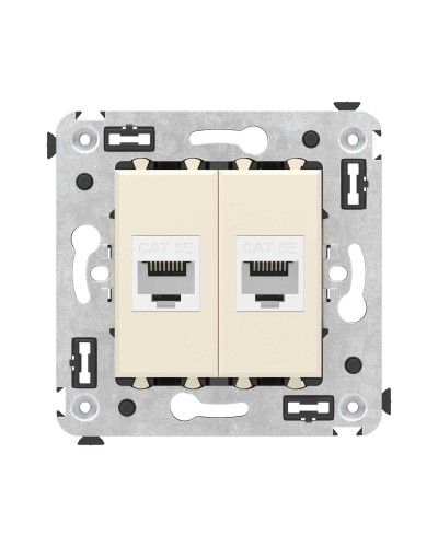 Розетка RJ-45 в стену, кат.5E, Avanti, двойная, ванильная дымка (4405664). Розетка компьютерная. ДКС в Череповце