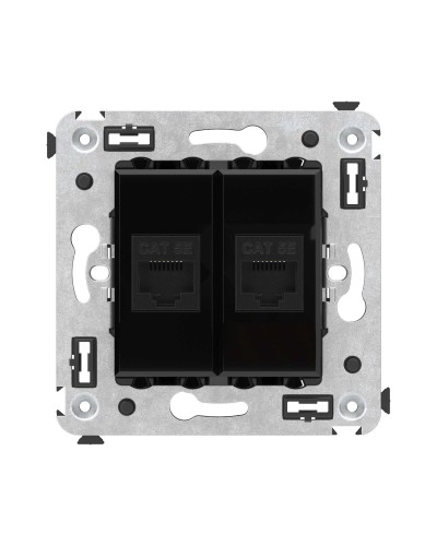 Розетка RJ-45 в стену, кат.5E, Avanti, двойная, черный квадрат (4402664). Розетка компьютерная. ДКС в Череповце