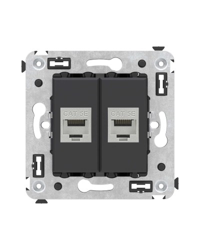 Розетка RJ-45 в стену, кат.6E, Avanti, двойная, черная матовая (4412764). Розетка компьютерная. ДКС в Череповце