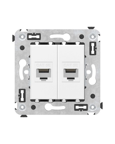 Розетка RJ-45 в стену, кат.5E, Avanti, двойная, белое облако (4400664). Розетка компьютерная. ДКС в Череповце