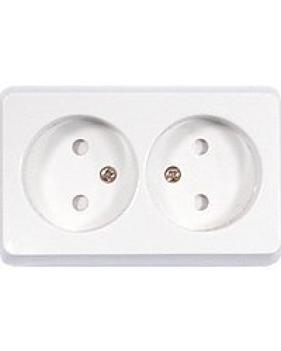 Розетка двойная открытой установки без з/к, белый, LK Standard (813604). Розетка без заземляющих контактов с защитными шторками. Экопласт в Череповце