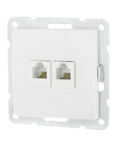 Розетка телефонная двойная 2xRJ-12 с накладкой, белый LK60 (865604-1). Розетка телефонная. Экопласт в Череповце