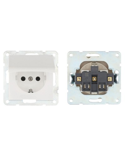 Розетка с з/к, шторками и крышкой, белый LK80 (843404-1). Розетка. Экопласт в Череповце