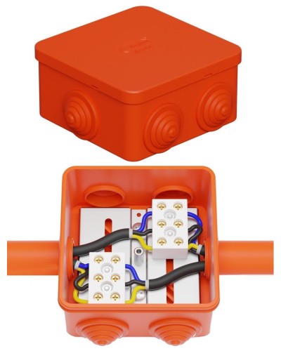 Коробка JBS080 85х85х50, 6 вых., 4P (0,15-10,0 мм²) (43311HF). Коробка монтажная, огнестойкая, без галогена. Экопласт в Череповце