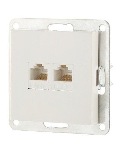Розетка 2xRJ-45 кат.5е с накладкой, белый LK80 (846204-1). Розетка компьютерная двойная. Экопласт в Череповце
