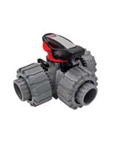 Ecoplast Кран шаровой трехходовой ПВХ D25 (уплотнение TPV, остальное EPDM) с муфтовым окончанием (49448). Кран шаровой, с муфтовым окончанием. Экопласт в Череповце