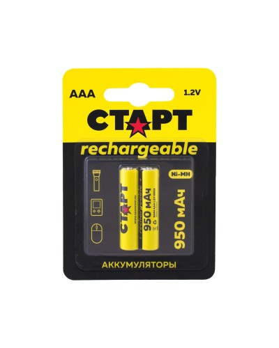 СТАРТ HR03 (AAA, 950mah), упак. 2 шт. БЛИСТЕР. Перезаряжаемые аккумуляторы. СТАРТ в Череповце