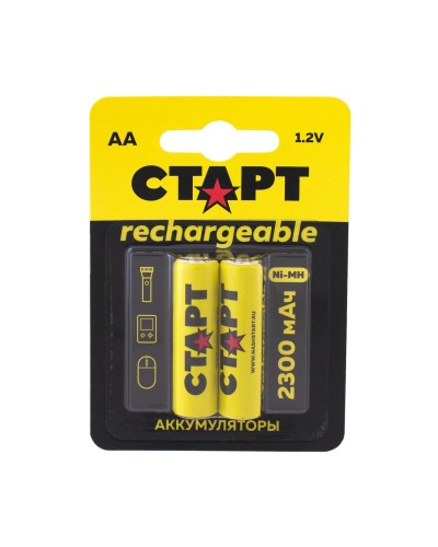 СТАРТ HR6 (AA, 2300 mah), упак. 2 шт. БЛИСТЕР. Перезаряжаемые аккумуляторы. СТАРТ в Череповце