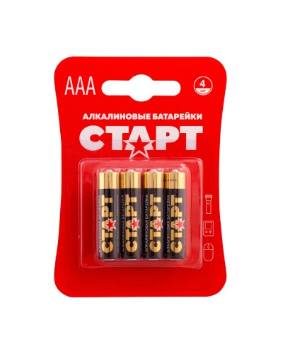 СТАРТ LR03-BL4 (1,5 В, AAA, LR03), упак. 4 шт. БЛИСТЕР. Алкалиновые батарейки. СТАРТ в Череповце