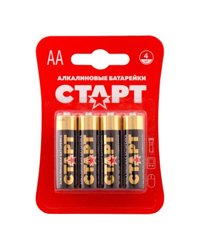 СТАРТ LR6-BL4 (1,5 В, AA, LR6), упак. 4 шт. БЛИСТЕР. Алкалиновые батарейки. СТАРТ в Череповце