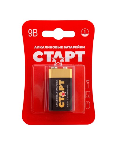 СТАРТ 6LR61-BL1 (9 В, Крона,  6LR61), БЛИСТЕР. Алкалиновая батарейка. СТАРТ в Череповце